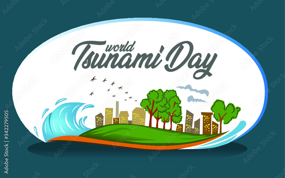 Fototapeta premium World Tsunami day background vector