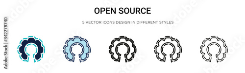 Open source icon in filled, thin line, outline and stroke style. Vector illustration of two colored and black open source vector icons designs can be used for mobile, ui, web