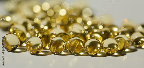 Capsules with medication, gelatin tablets with oil, vitamin or collagen.