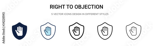 Right to objection icon in filled, thin line, outline and stroke style. Vector illustration of two colored and black right to objection vector icons designs can be used for mobile, ui, web photo