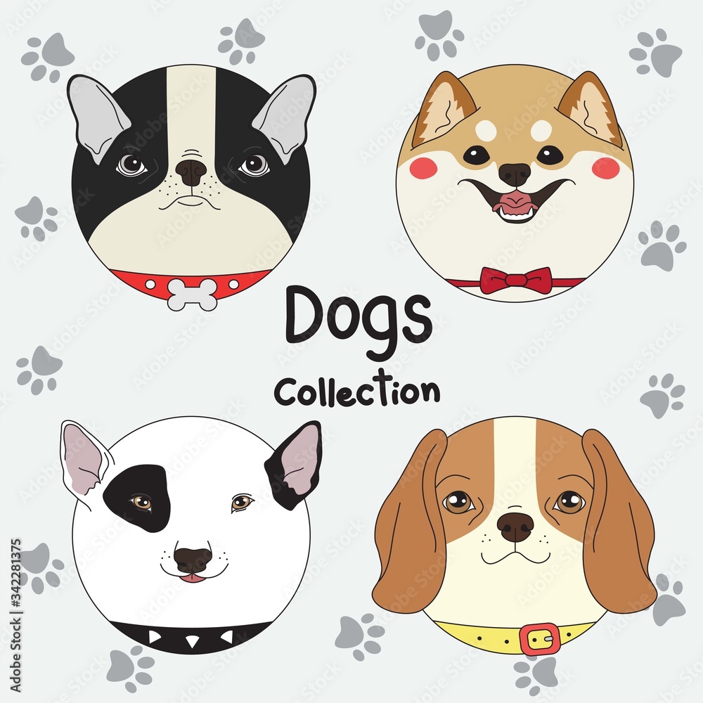 Fototapeta premium Dog Collection Set