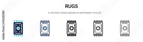 Rugs icon in filled, thin line, outline and stroke style. Vector illustration of two colored and black rugs vector icons designs can be used for mobile, ui, web