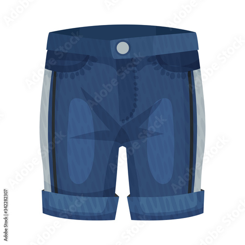 Denim Blue Knee Breeches with Side Pockets as Unisex Jeanswear Vector Illustration