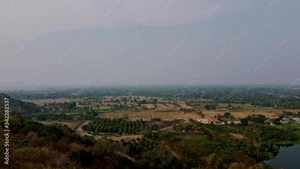 View of Battambang valley from Phnom Banan temple Wat Banan, Cambodia, aerial