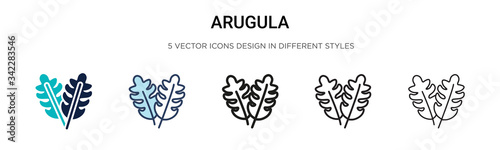 Arugula icon in filled, thin line, outline and stroke style. Vector illustration of two colored and black arugula vector icons designs can be used for mobile, ui, web
