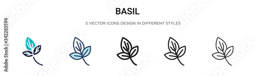 Basil icon in filled, thin line, outline and stroke style. Vector illustration of two colored and black basil vector icons designs can be used for mobile, ui, web