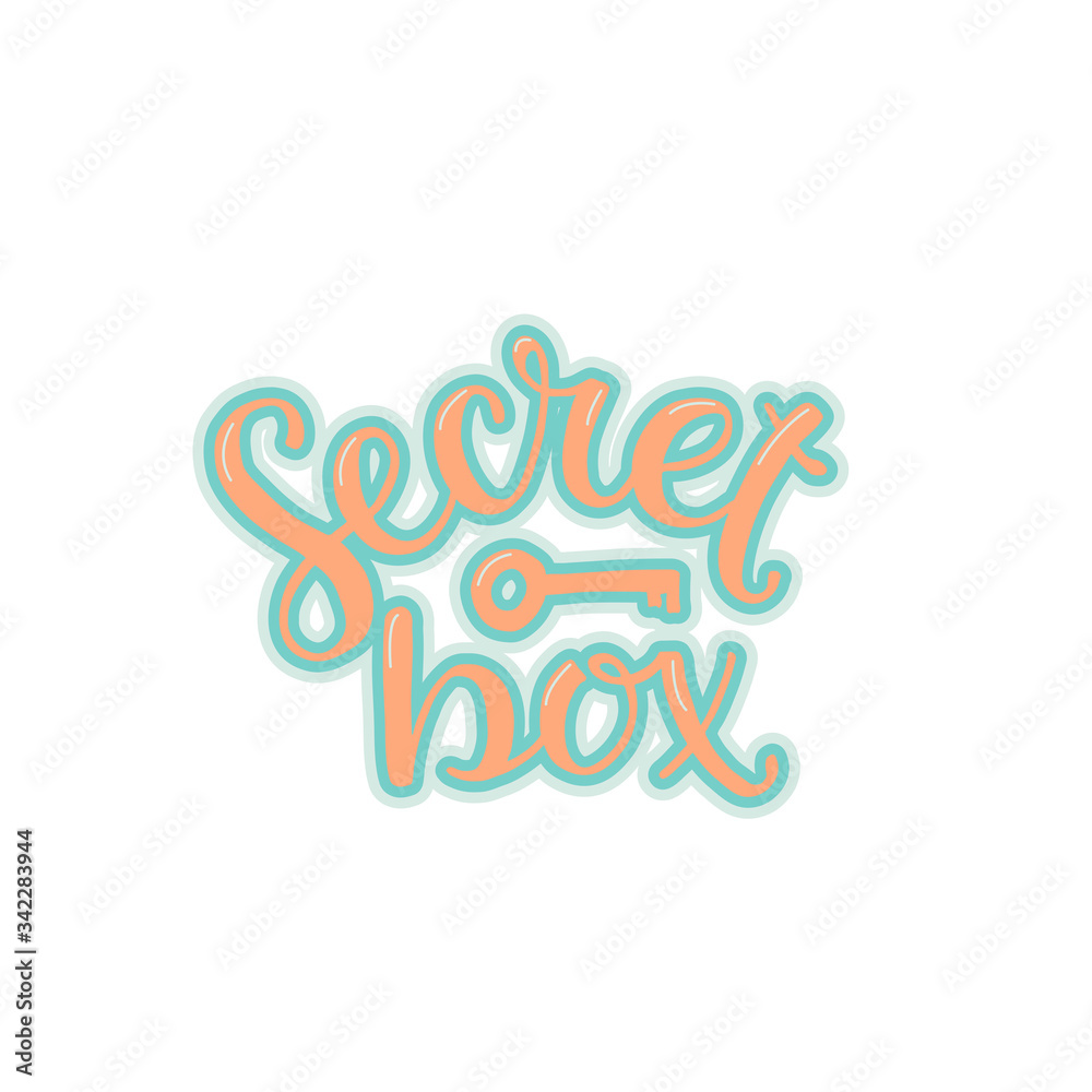 Secret box - modern calligraphy sign. There are individual graphics for your awesome projects. Perfect for stationery, logo, branding, Instagram posts and more. Vector stock sticker isolated. EPS10 