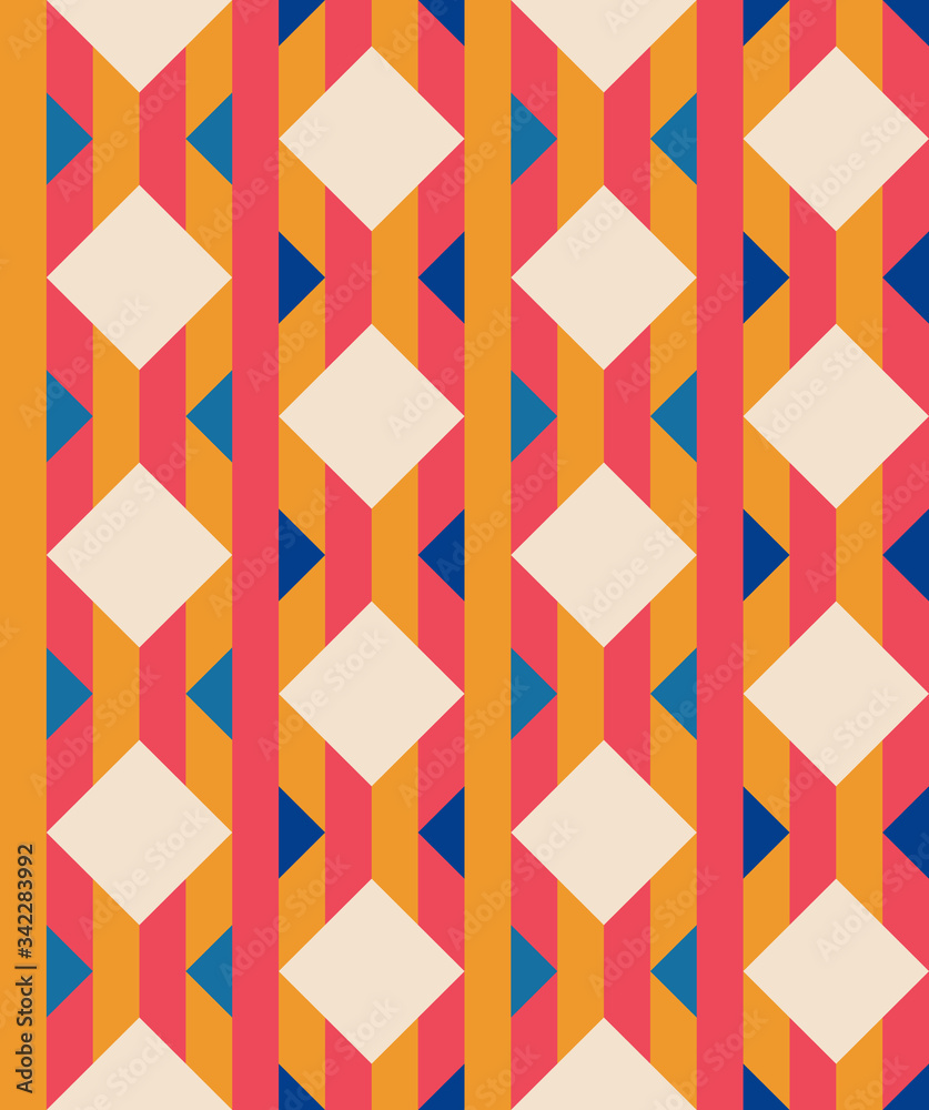 Multicolored rhombuses seamless pattern in retro style. Stock vector illustraion for web, print, scrapbooking, wrapping paper, textiles, background and wallpaper.
