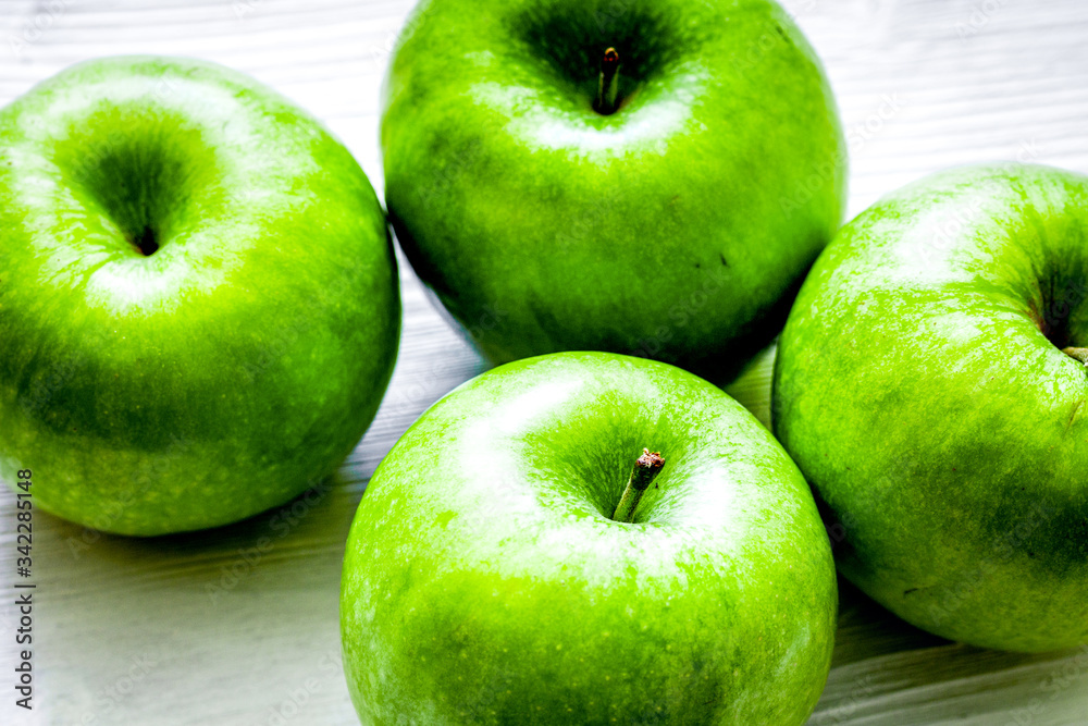 ripe green apples white table background ripe green apples white table background