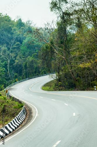 Curve of Asphalt Road on Mountain