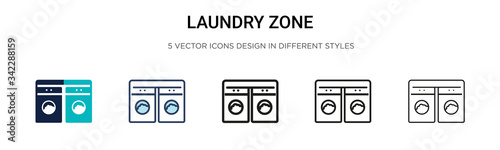 Laundry zone icon in filled, thin line, outline and stroke style. Vector illustration of two colored and black laundry zone vector icons designs can be used for mobile, ui, web