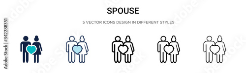 Spouse icon in filled, thin line, outline and stroke style. Vector illustration of two colored and black spouse vector icons designs can be used for mobile, ui, web