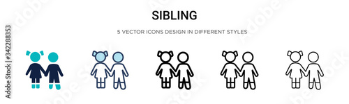 Sibling icon in filled, thin line, outline and stroke style. Vector illustration of two colored and black sibling vector icons designs can be used for mobile, ui, web