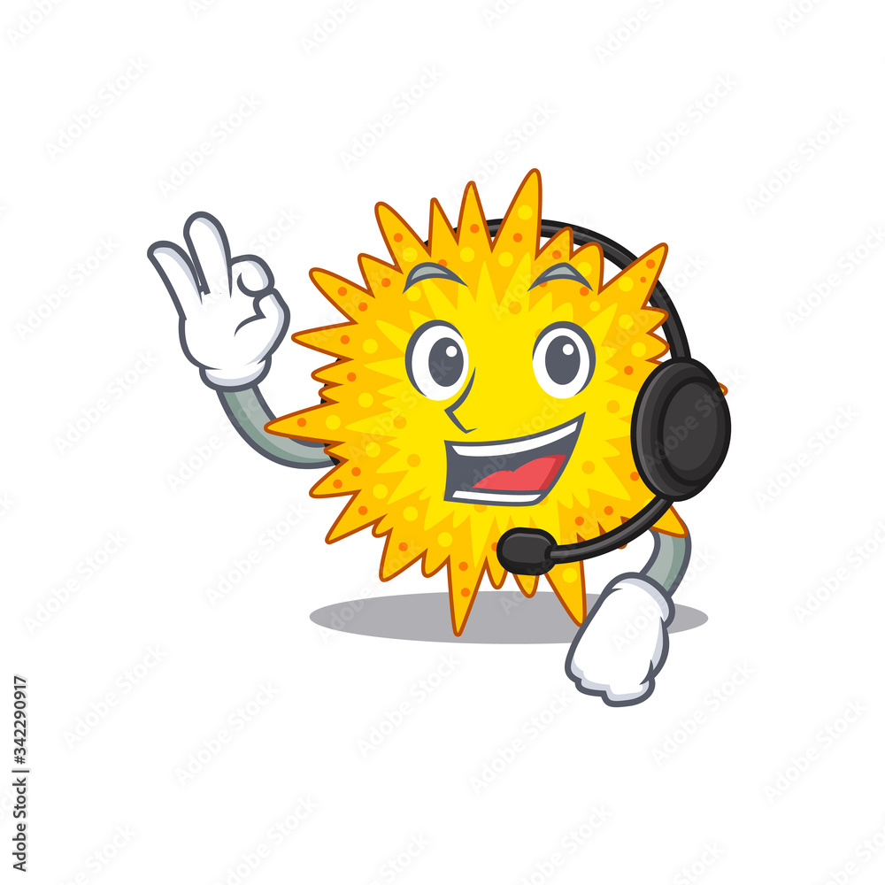 A gorgeous mycoplasma mascot character concept wearing headphone A gorgeous mycoplasma mascot character concept wearing headphone