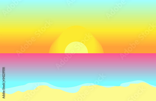 exotic panorama landscape sunset sky sun hot summer day calm beach ocean sea