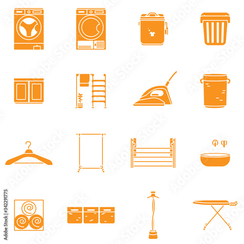 laundry - solid icon set