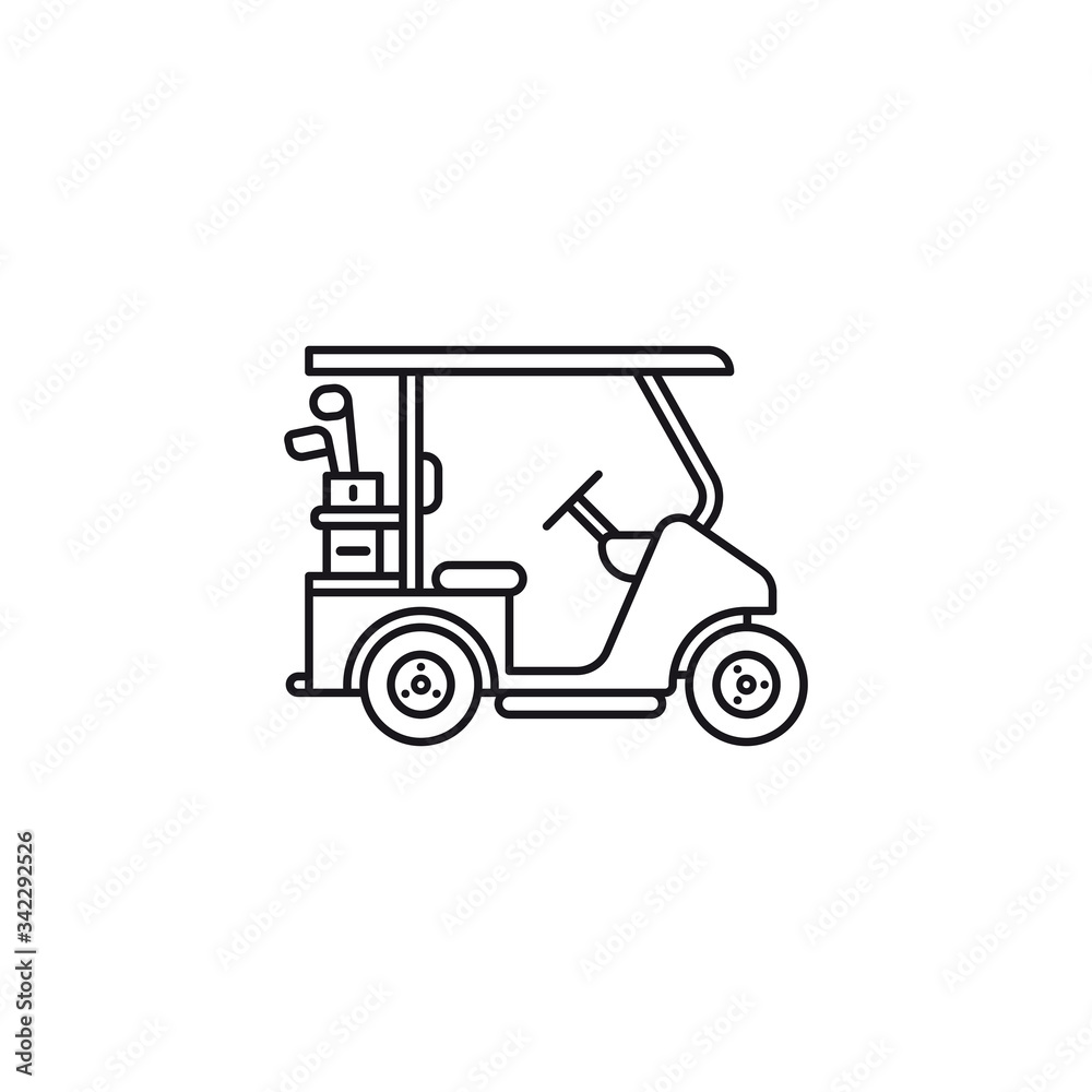 Golf cart vector line icon