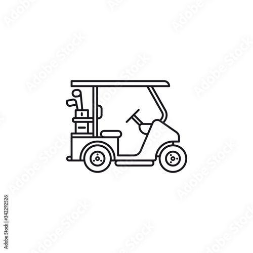 Golf cart vector line icon