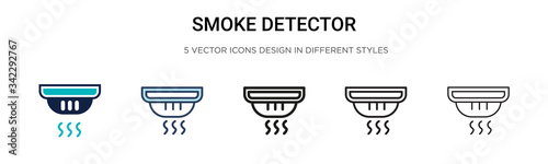 Smoke detector icon in filled, thin line, outline and stroke style. Vector illustration of two colored and black smoke detector vector icons designs can be used for mobile, ui, web