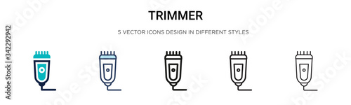 Trimmer icon in filled, thin line, outline and stroke style. Vector illustration of two colored and black trimmer vector icons designs can be used for mobile, ui, web