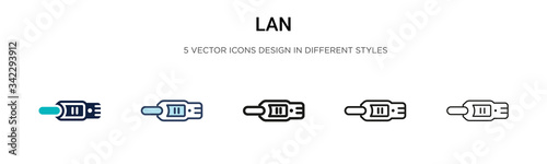 Lan icon in filled, thin line, outline and stroke style. Vector illustration of two colored and black lan vector icons designs can be used for mobile, ui, web
