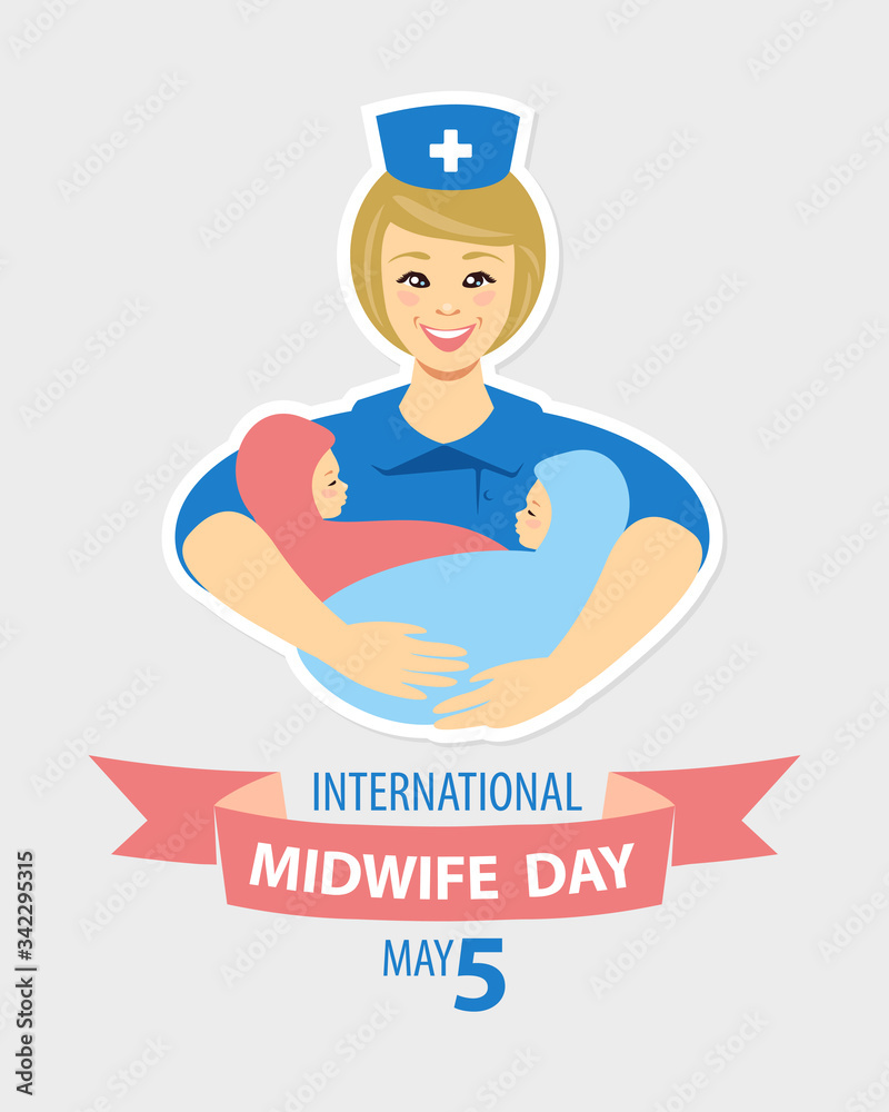 International midwife day. May 5. Vector flat card congratulation card International midwife day. May 5. Vector flat card congratulation card