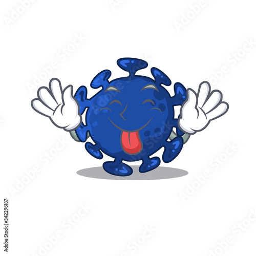 An amusing face streptococcus cartoon design with tongue out