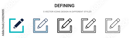 Defining icon in filled, thin line, outline and stroke style. Vector illustration of two colored and black defining vector icons designs can be used for mobile, ui, web