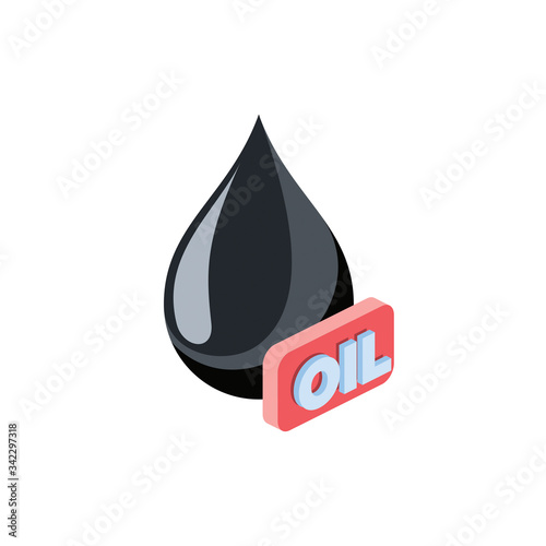 Oil drop vector 3d isometric, color web icon, new flat style. Creative illustration design, isolated graphic idea for infographics.