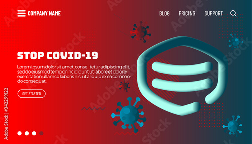 Covid-19 corona virus protection concept. 3d flow shape creative design set. Dynamic liquid color wave backgrounds. Templates set for brochures, posters, banners, flyers and cards. Vector illustration