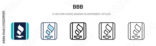 Bbb icon in filled, thin line, outline and stroke style. Vector illustration of two colored and black bbb vector icons designs can be used for mobile, ui, web photo
