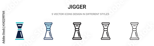 Jigger icon in filled, thin line, outline and stroke style. Vector illustration of two colored and black jigger vector icons designs can be used for mobile, ui, web photo