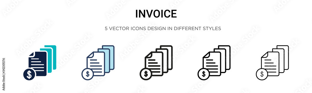 Invoice icon in filled, thin line, outline and stroke style. Vector ...