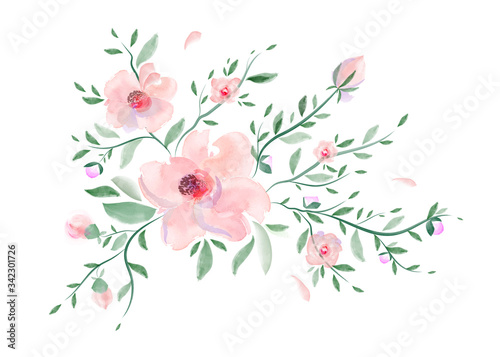Beautiful bouquet of pink peonies isolated on white background  © Aida@05