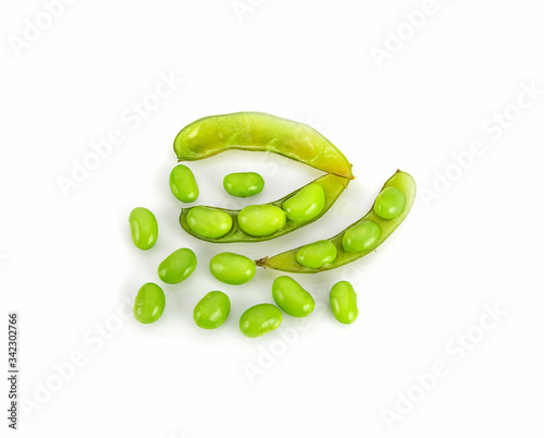 boiled fresh soy bean isolated on a white
