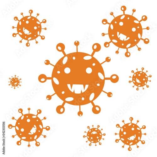Coronavirus 2019-nCoV. Corona virus icon. Black on white background isolated. China pathogen respiratory infection (asian flu outbreak). influenza pandemic. virion of Corona-virus. Vector