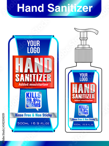 Hand sanitizer label design vector graphic template for packaging design.