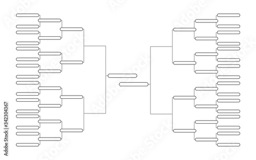 Simple tournament bracket template for 32 teams on white background