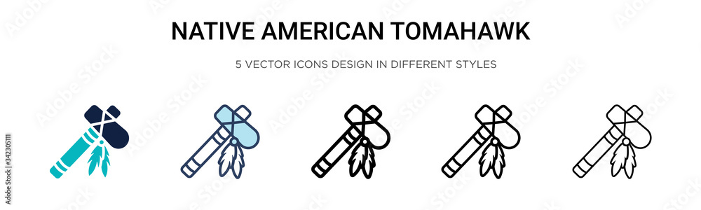 Native american tomahawk icon in filled, thin line, outline and stroke ...