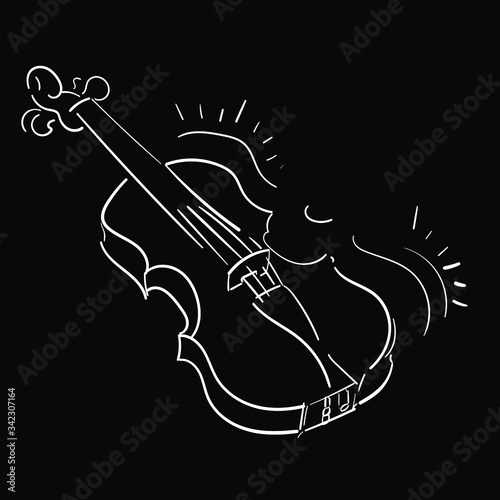 hand drawn Violin on black background. It may be used for shirt, bag, postcard and poster.