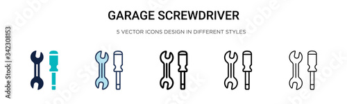 Fotografia Garage screwdriver icon in filled, thin line, outline and stroke style
