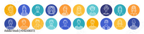 Linear people icons set