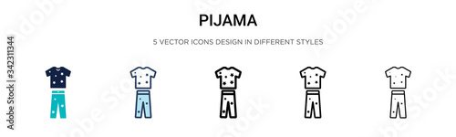 Pijama icon in filled, thin line, outline and stroke style. Vector illustration of two colored and black pijama vector icons designs can be used for mobile, ui, web