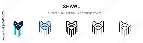 Shawl icon in filled, thin line, outline and stroke style. Vector illustration of two colored and black shawl vector icons designs can be used for mobile, ui, web