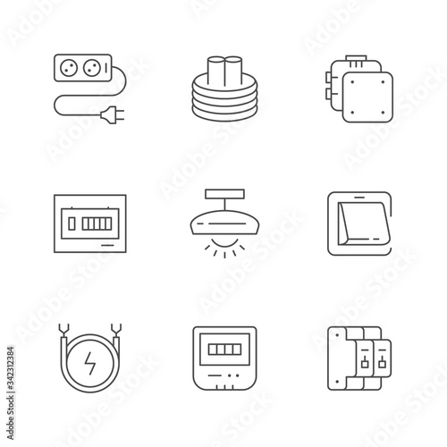 Set line icons of electricity