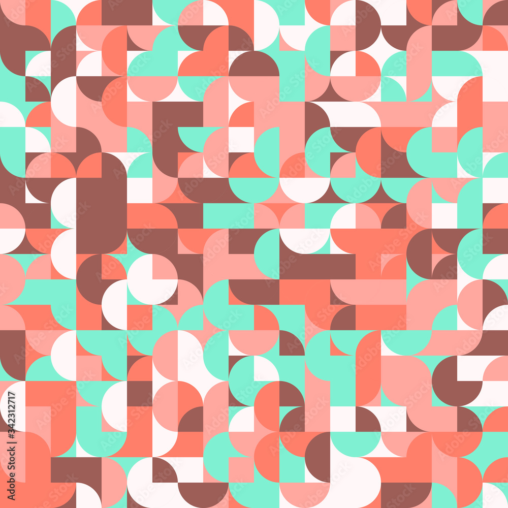 70s Particles Semi Circle Collage Seamless Pattern