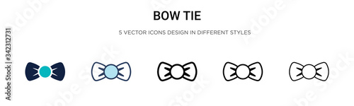 Bow tie icon in filled, thin line, outline and stroke style. Vector illustration of two colored and black bow tie vector icons designs can be used for mobile, ui, web
