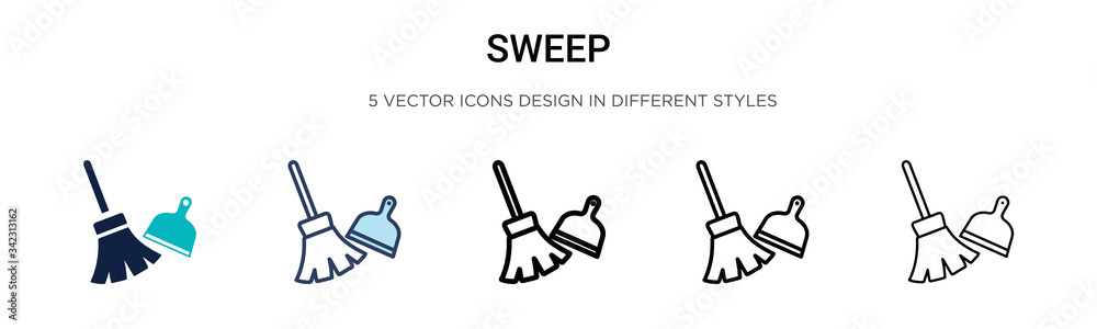 Sweep icon in filled, thin line, outline and stroke style. Vector illustration of two colored and black sweep vector icons designs can be used for mobile, ui, web