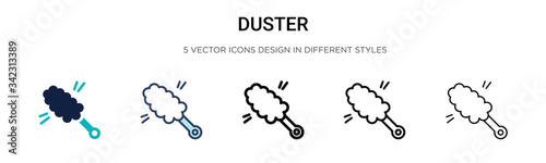 Duster icon in filled, thin line, outline and stroke style. Vector illustration of two colored and black duster vector icons designs can be used for mobile, ui, web