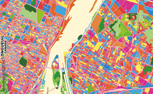Longueuil, Quebec, Canada, colorful vector map